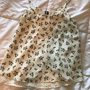 Black & White Floral Polka Dot Maurices Tank Top